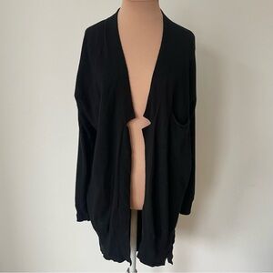 Twin-Set Simona Barbieri Black Wool Mohair Blend Notched Open Front Cardigan XS